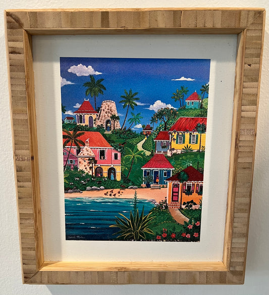 Framed Print Hillside Village Painting by Isabelle Picard