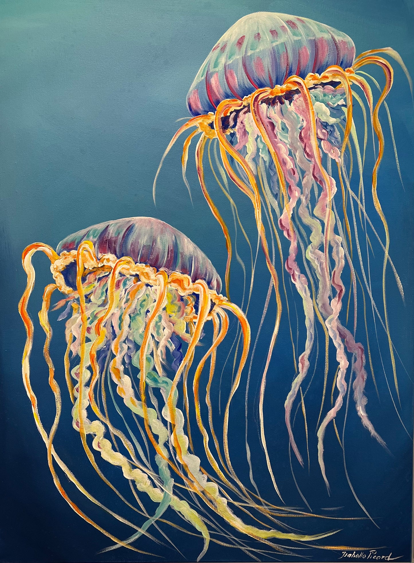 Original Acrylic Painting of Jellyfish by Isabelle Picard