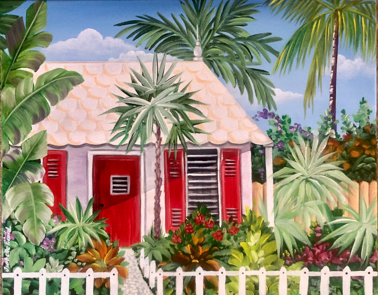 Original Acrylic Painting Red Shutters by Isabelle Picard