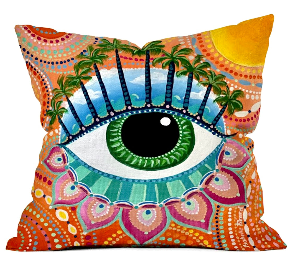 Throw Pillow Pillowcase with Third Eye Caribbean 18 x 18