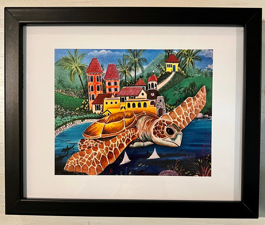 Framed Print Painting Turtle Fantasy by Isabelle Picard